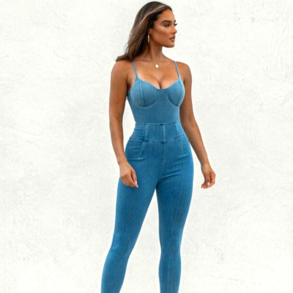 NWT- Jluxlabel Orion Denim Bustier Bodysuit